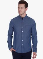 Zobello Blue Solid Slim Fit Casual Shirt