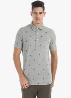 Zobello Grey Printed Polo T-Shirt