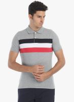 Zobello Grey Striped Polo T-Shirt