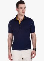 Zobello Navy Blue Solid Polo T-Shirt