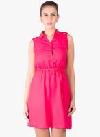 109F Pink Colored Solid Shift Dress