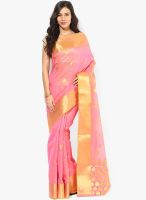 Avishi Pink Printed Cotton Blend Saree
