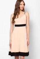 Dorothy Perkins Peach Colored Solid Skater Dress