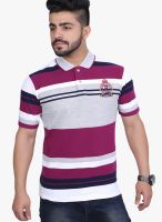 Duke Stardust Grey Milange Striped Polo T-Shirts