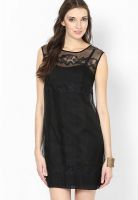 French Connection Black Colored Solid Shift Dress