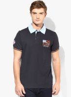 Jack & Jones Navy Blue Solid Polo T-Shirt