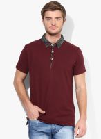 Jack & Jones Wine Printed Polo T-Shirt