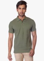 Lucfashion Green Solid Polo T-Shirt