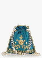 Molcha Blue/Golden Embroidered Gotta Patti Party Wear Ethnic Potli