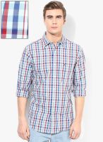 Nautica Blue Checked Slim Fit Casual Shirt