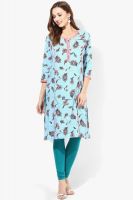 Rain & Rainbow Blue Printed Kurta