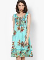 Rain & Rainbow Cotton Aqua Blue Dress