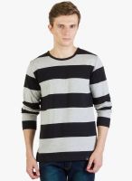 Rigo Black Striped Round Neck T-Shirt