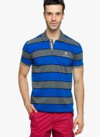 Status Quo Grey Milange Striped Polo T-Shirts