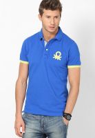 United Colors of Benetton Blue Solid Polo T-Shirts