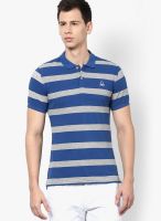 United Colors of Benetton Blue Striped Polo T-Shirts