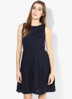 United Colors of Benetton Navy Blue Colored Printed Skater Dress