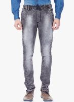 Vintage Dark Grey Mid Rise Slim Fit Jeans