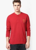 FREECULTR Red Solid Henley T-Shirts