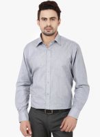 HANCOCK Grey Solid Regular Fit Formal Shirt
