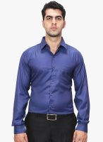 HANCOCK Navy Blue Solid Slim Fit Formal Shirt