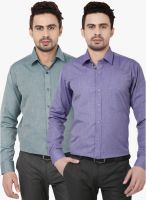 HANCOCK Pack Of 2 Multicoloured Solid Slim Fit Formal Shirt
