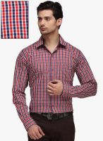 HANCOCK Red Checked Slim Fit Formal Shirt