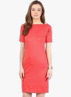 Harpa Red Colored Solid Bodycon Dress