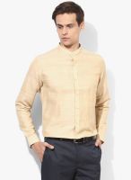 Independence Beige Solid Slim Fit Formal Shirt