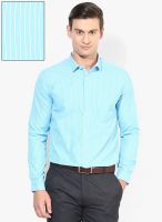 Independence Blue Striped Slim Fit Formal Shirt