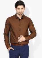 Independence Brown Solid Slim Fit Formal Shirt
