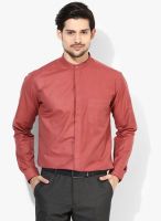 Independence Red Solid Slim Fit Formal Shirt
