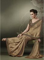 Indian Women By Bahubali Cream Embroidered Sarees