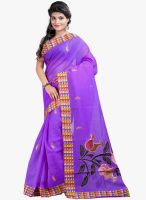 Lookslady Purple Embroidered Saree