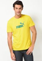 Puma Yellow Solid Round Neck T-Shirts