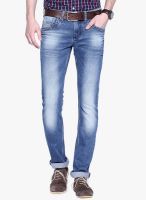 Rookies Blue Mid Rise Slim Fit Jeans