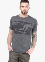 Selected Dark Grey Printed Round Neck T-Shirts