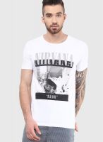 Selected White Printed Round Neck T-Shirts