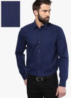 The Vanca Solid Navy Blue Casual Shirt