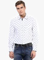 The Vanca White Printed Slim Fit Formal Shirt