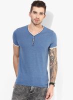 Tom Tailor Blue Striped Henley Neck T-Shirt