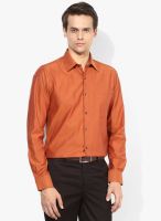 Turtle Orange Solid Slim Fit Formal Shirt