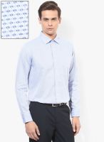 Van Heusen Blue Printed Slim Fit Formal Shirt