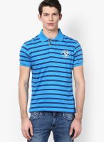Wrangler Aqua Blue Striped Polo T-Shirts