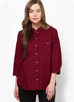 s.Oliver Maroon Solid Blouse