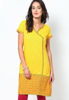 Aurelia Yellow Embroidered Kurtis