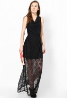 Elle Black Colored Solid Maxi Dress