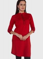 Globus Red Solid Kurtis