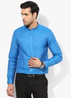 Independence Blue Solid Slim Fit Formal Shirt