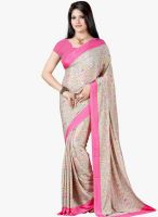 Lookslady Beige Printed Saree